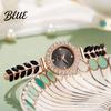 Quartz Movement Watch Women Rhinestone Leaf Round Dial Ladies Casual