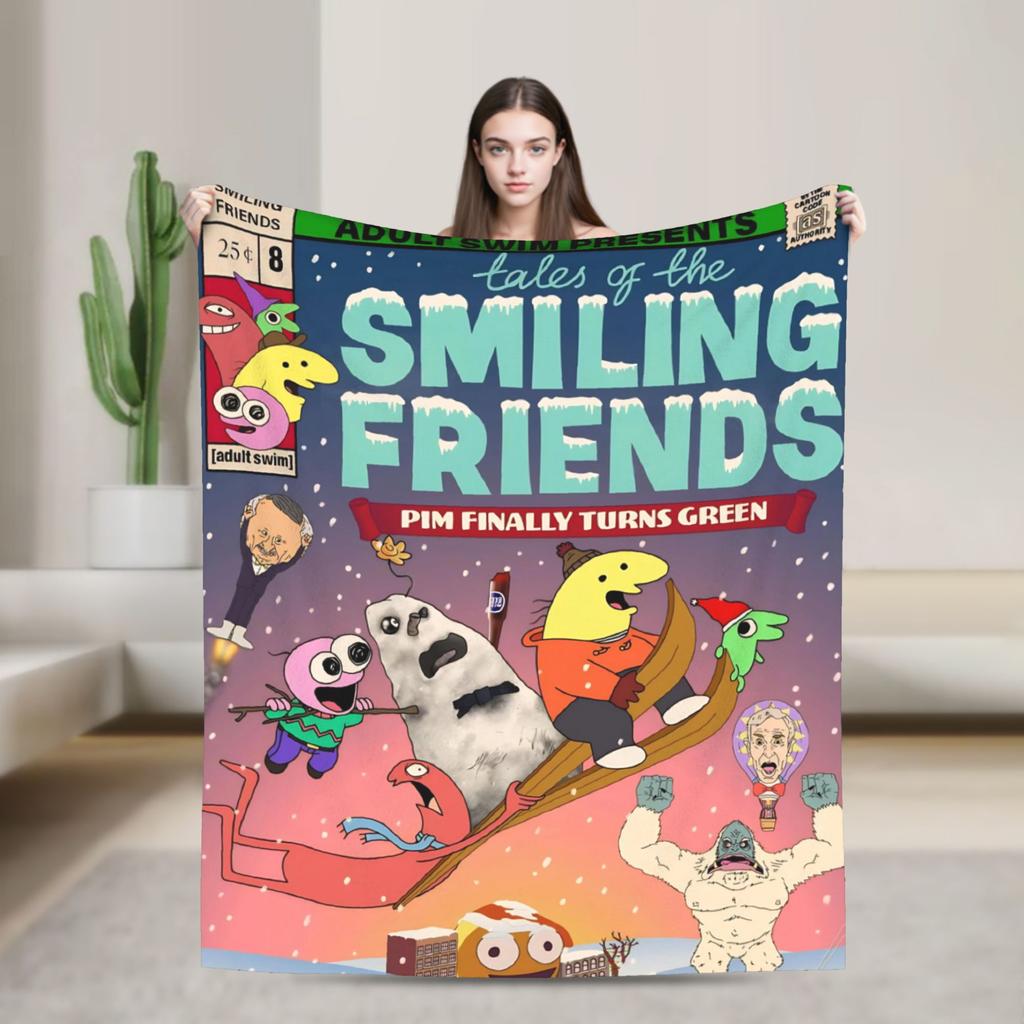 Smiling Friends Pim a Charlie Potisk Deky Pánské Dámské Super Měkké Útulné Přehozy do Obývacího Pokojí 50x60 Palců Více Velikostí