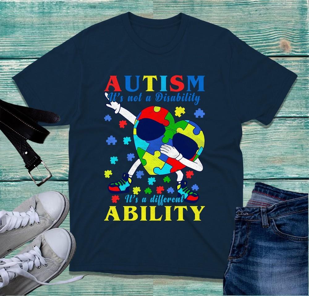 Autism Its Not A Disability TShirt Dabbing Autism Heart Autism Awareness Top S