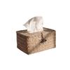 Retro Handmade Rattan Tissue and Remote Control Storage Box for Home and Car