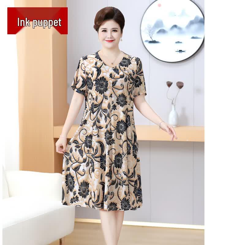 Mo ou Plus Size Floral V-Neck Summer Dress for Women 4XL с принтом подсолнуха