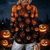Women's V-Neck Long Sleeve Halloween Print Lightweight Blouse for Fall Parties and Everyday Wear