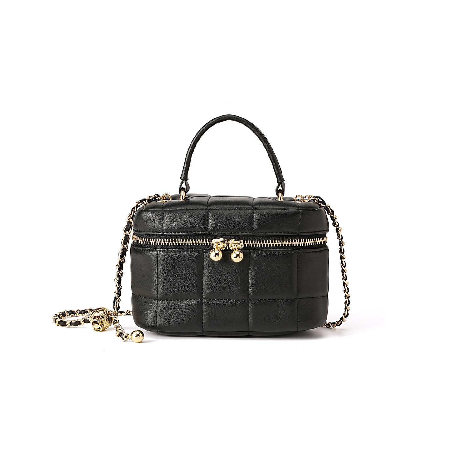 

Маленький мешочек из натуральной кожи Женский 2025 Новый Высококачественный Чувственный Цепочка Маленькая Сумка Сумка для демонстрации одного продукта Супер Огонь Женская сумка 17x8x12cm чёрный