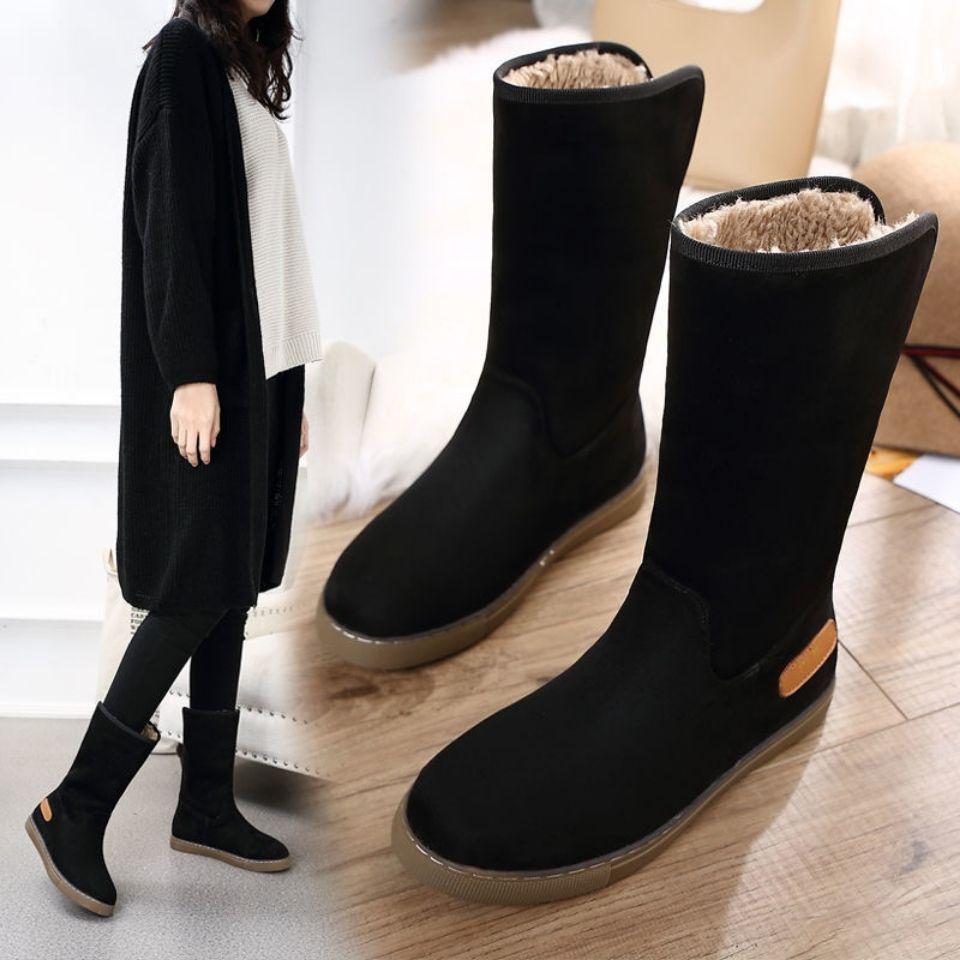 Fashion Winter Round Toe Half High Soft Sole Woman Shoes Designer Luxury Lamb 2025 New in Plush Warm Hot Sale Work Snow Boots for Women