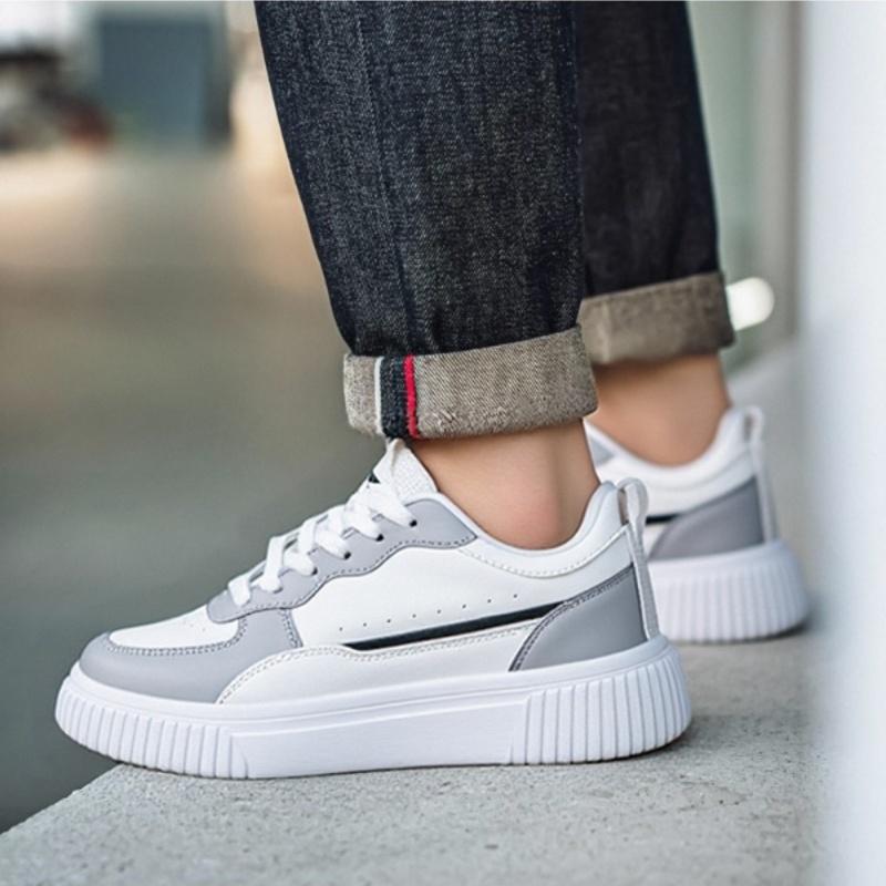 Fashion Leather Men Casual Shoes Lightweight Running Shoes Platform White Sneakers Outdoor Breathable Sport Shoes Shoes