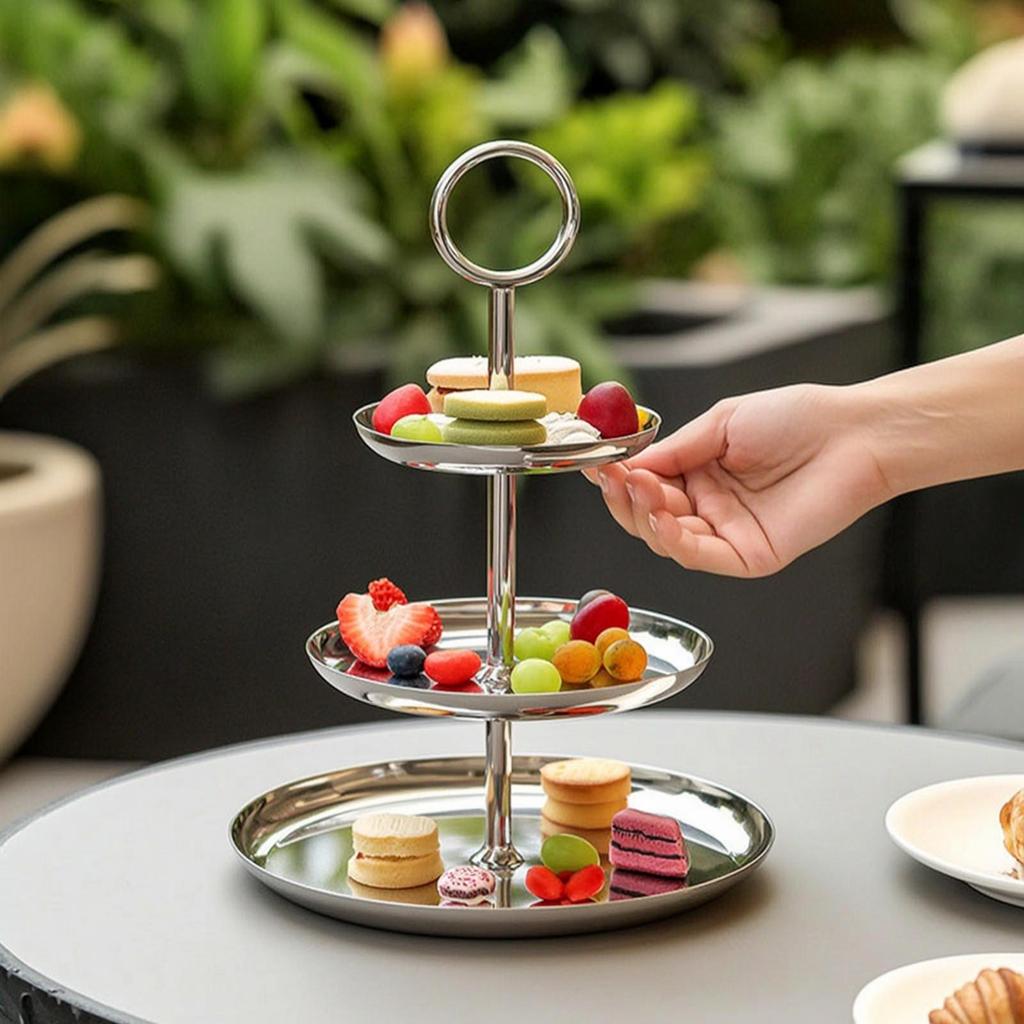 3Tier Dessert Stand Stainless Steel ThreeTier Serving Mirror Polished Tiered Tray for