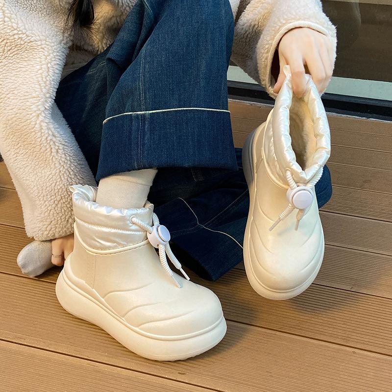 Bottes de Neige Fourrées Chaudes d'Hiver à Semelle Souple Grande Taille pour Femmes Imperméables Antidérapantes Bottines à Cheville Doublées Rembourrées Bottes en Coton Imperméables pour Sports d'Extérieur