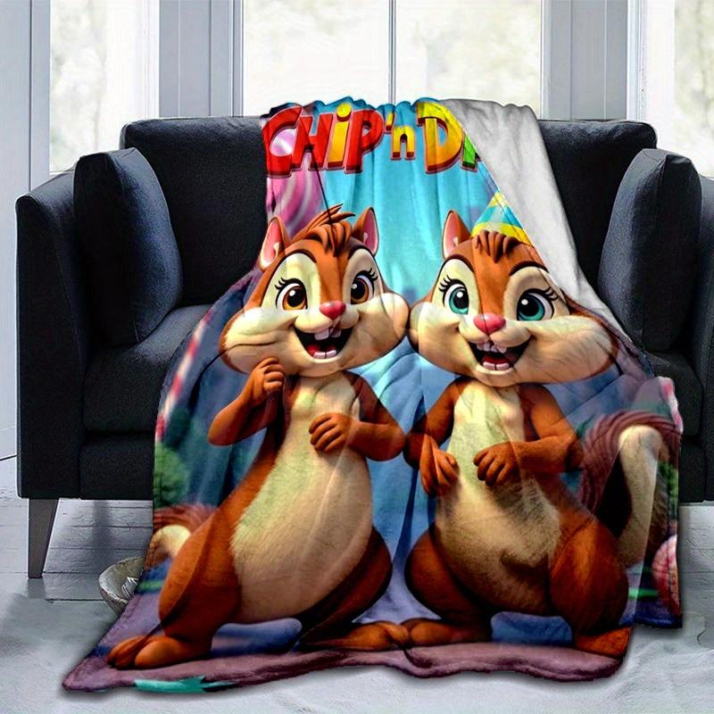 1PC Seasonal Universal Home Decorative Blanket, Throw, Birthday Gift for Chip and Dale Fans - Cute Cartoon Squirrel Theme Bedding Cover, Per