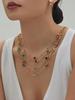 Round Faceted Glass Stone Jewelry Set - Necklace, Earrings, Bracelet - European American Fashion Design