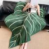 Half Velvet Leaf Pattern Knit Throw Blanket Sofa TV Blanket Bed Cover Summer Camping Throw Blankets Office Nap Cover