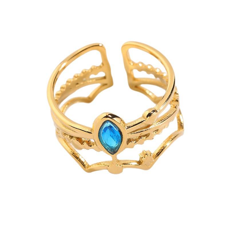 Light Luxury High-end Crown Colored Zircon Ring Does Not Fade Xiyin Hot-selling Couple Ring Jewelry