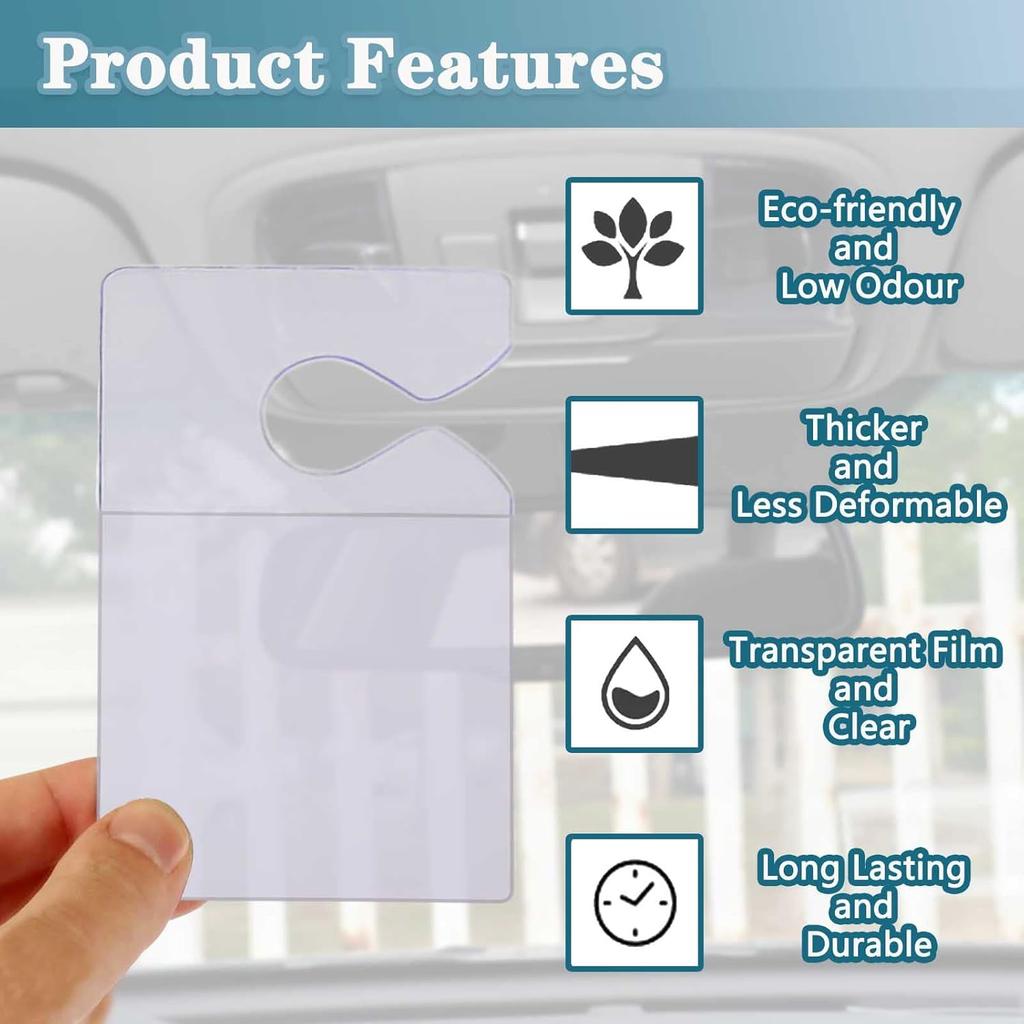 Clear Parking Permit Holder, Car Vertical Parking Lot Pass Rear View Mirror Hanger Vehicle Parking Pass Hang Tag Holder for Car Passes, Permits -