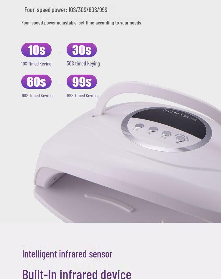 380W High Power UV Nail Lamp with Handle - Quick Dry & Red Light Phototherapy