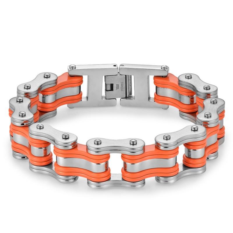 Stainless Steel Biker Bracelet Men - Hip Hop Style Cycling Safety Accessory With Chain Design Geometric