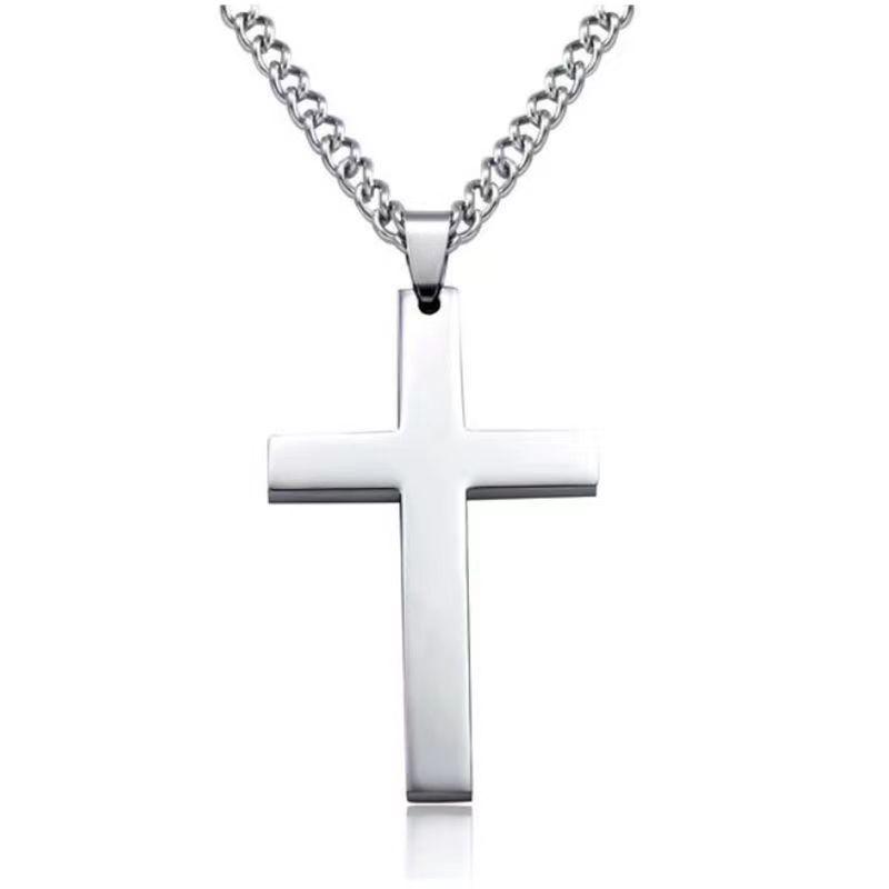 European/American Stainless Steel Men's Cross Necklace with Titanium Steel Pendant