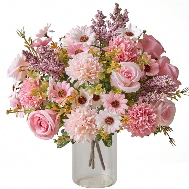 1 szt. Sztuczne kwiaty Fałszywe róże Bukiet kwiatów Jedwabne stokrotki Mniszek lekarski Kwiaty Hurtowe Na ślub Dekoracja domu Impreza Dekoracje stołu, Walentynki