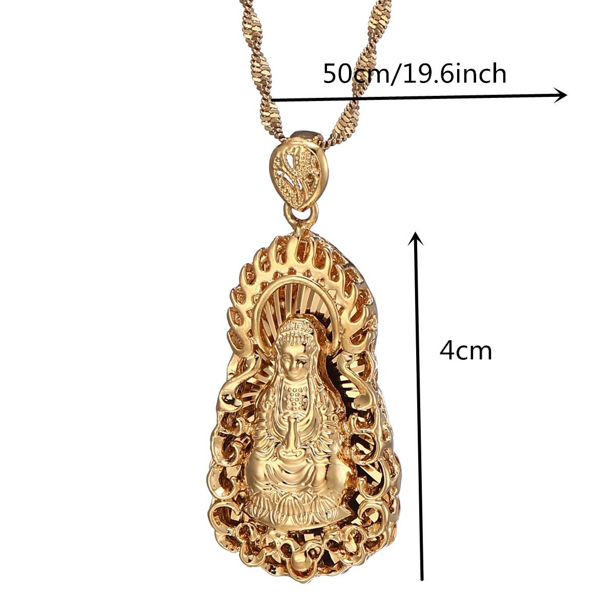 

Buddhist Guanyin Pendant Necklace Golden Chinese Style Ornament Buddha Amulet Hinduism