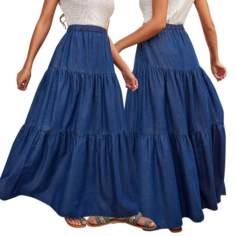 

Cross-Border Women s Denim Casual Long Skirt Large