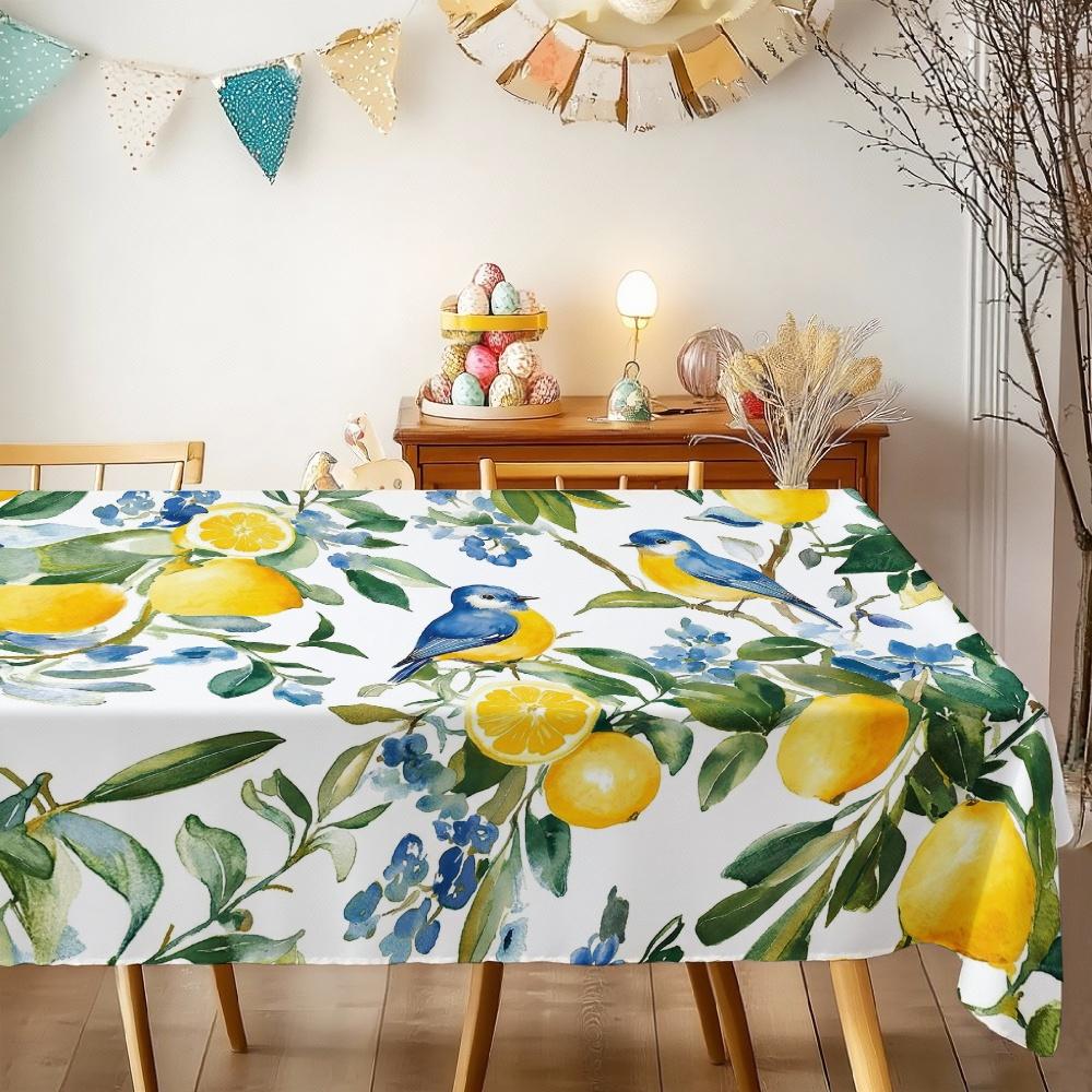 Tovaglia Rettangolare Uccello Limone Acquerello per Decorazione Tavola Cucina Sala da Pranzo Impermeabile Riutilizzabile per Tavoli Picnic