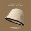 Black Plush Bucket Hat Women's New Autumn and Winter Small Fragrance Show Face Small Plain Knitted Bucket Confinement Hat