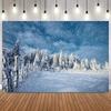 Winter Snow Landscape Photo Backdrop Snowfield Village Forest Birch Kids Birthday Party Decor Photography Backgrounds Banner8