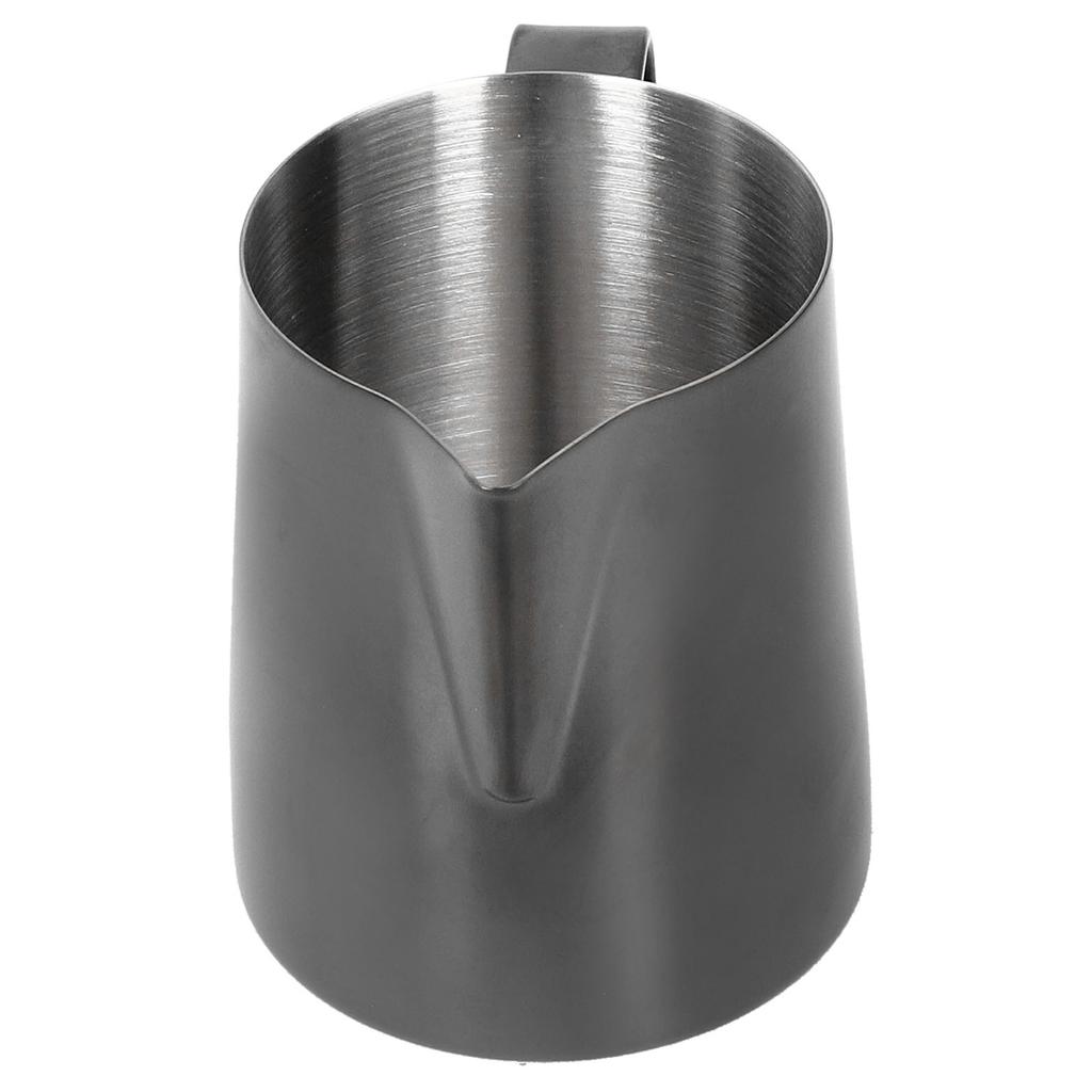 Multifunktionell Kaffekopp Mjölkskumningskanna Rostfritt Stål Latte Mugg med HandtagSvart 350ml