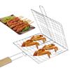 Fleisch Fisch Clip Halter Faltbar BBQ Grillmatte Grillrost Barbecue Grillen Kochwerkzeug Holzgriff Wiederverwendbar Grillkorb Edelstahl