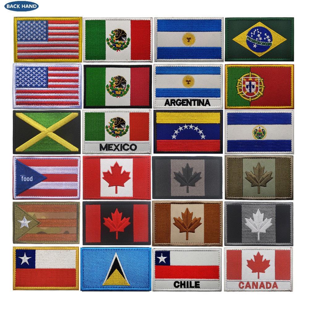 Toppa Bandiera Nord America: Messico, Portogallo, Argentina, Giamaica - Adesivo, Ricamo, Bracciale in Velcro