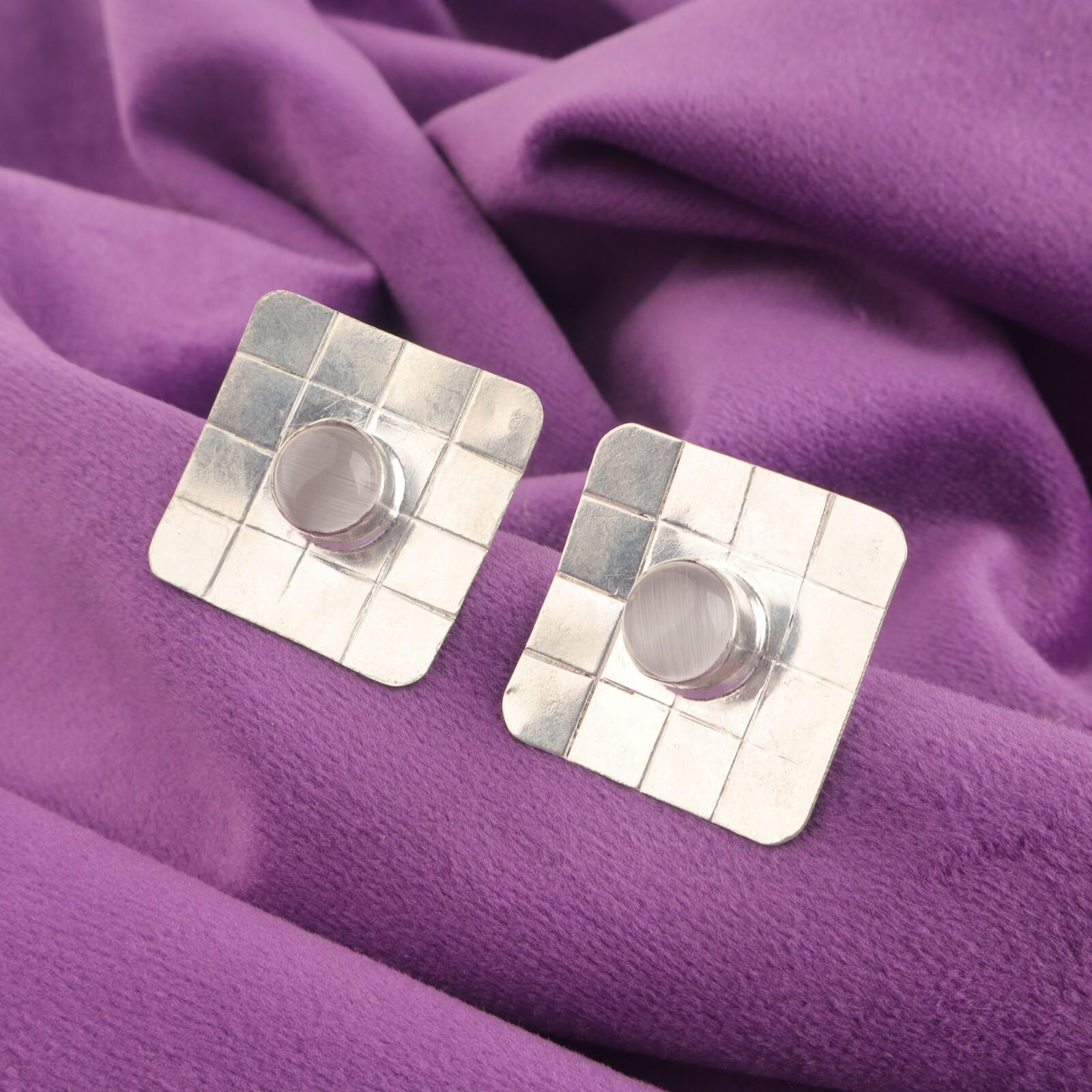 

Круглый камень селенит серебро 925 пробы подарок для сестер ар-деко пусеты бохо серьги ювелирные изделия EE-146-39