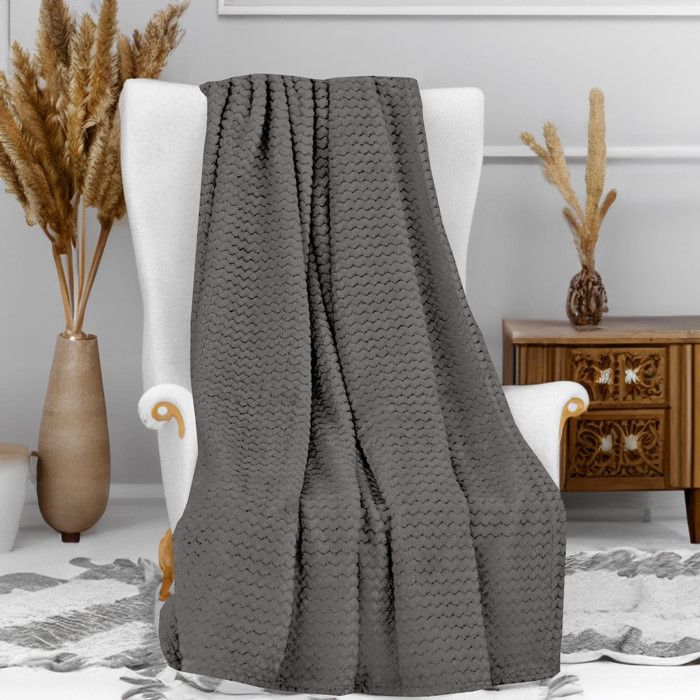 Blanket 220x240 Cm COCOONING Gray, by Soleil D'ocre