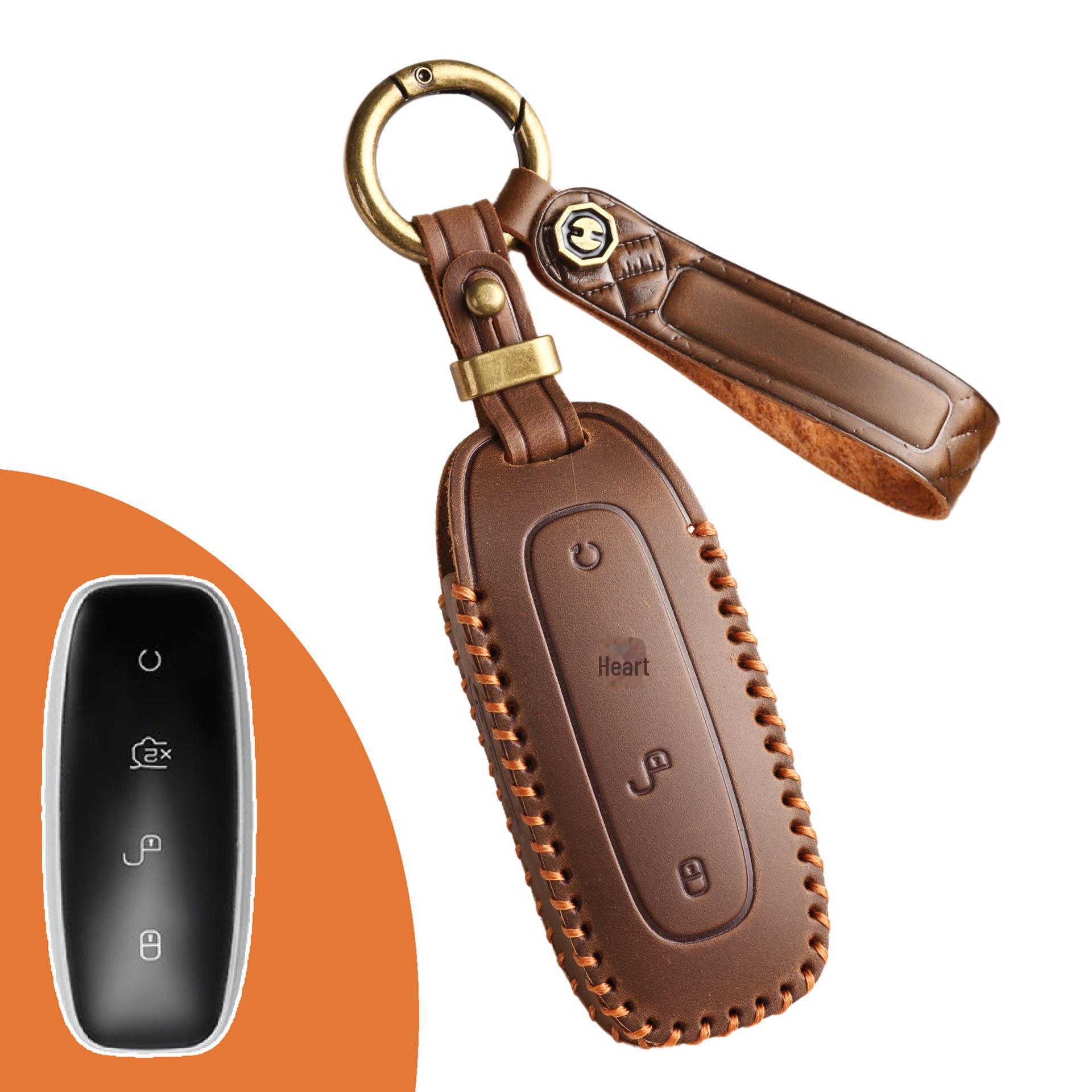 

Чехол для ключей из натуральной кожи для Tengzhong D9 DM-I EV 2022 года — специальная мужская версия коричневый