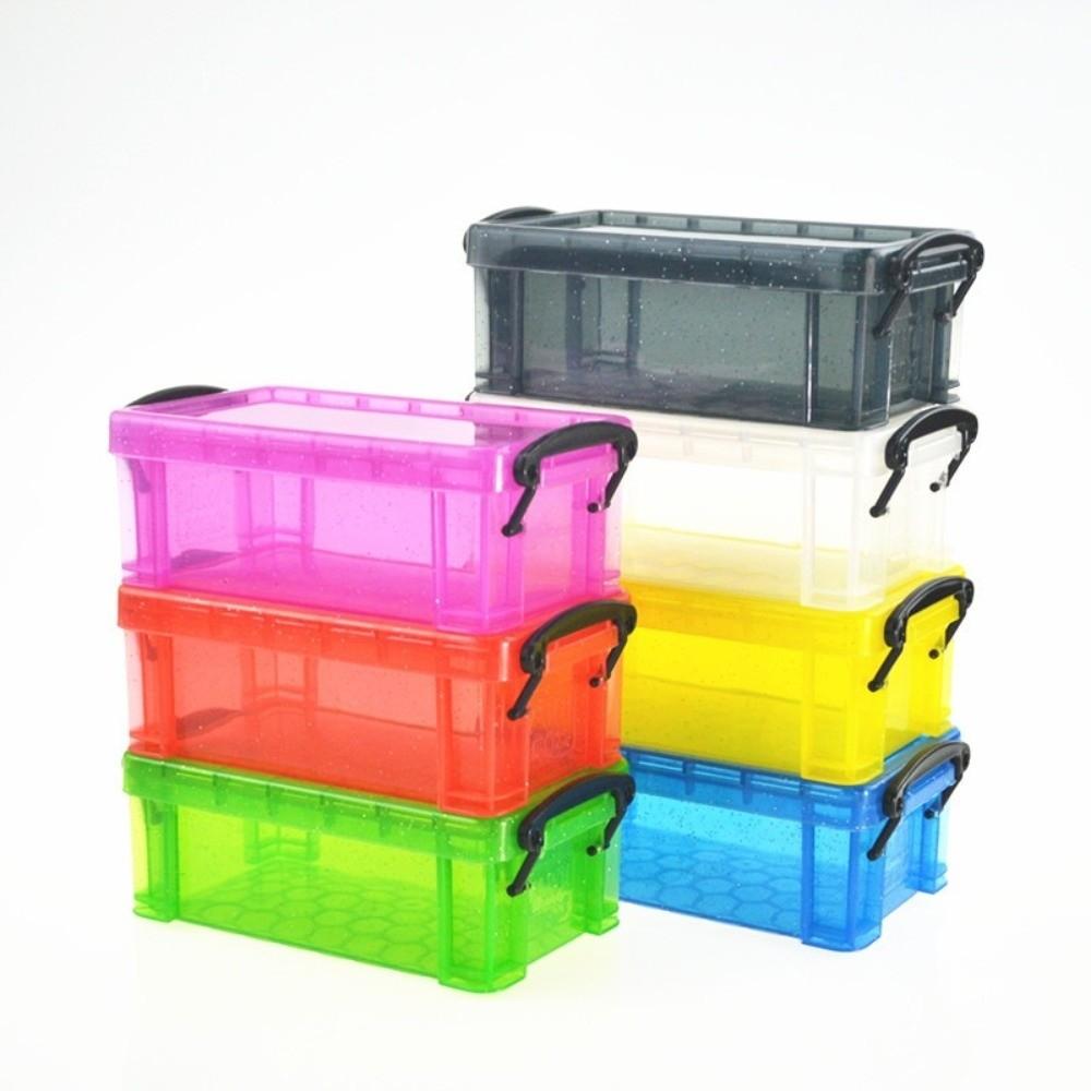 0.28 Liter Storage Box Candy Color Locking Lid Plastic Sorting Box Mini Size Transparent Art Stationery Box