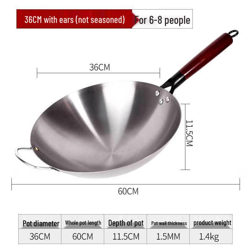 Jixingren Traditional Cast Iron Stir-fry Wok