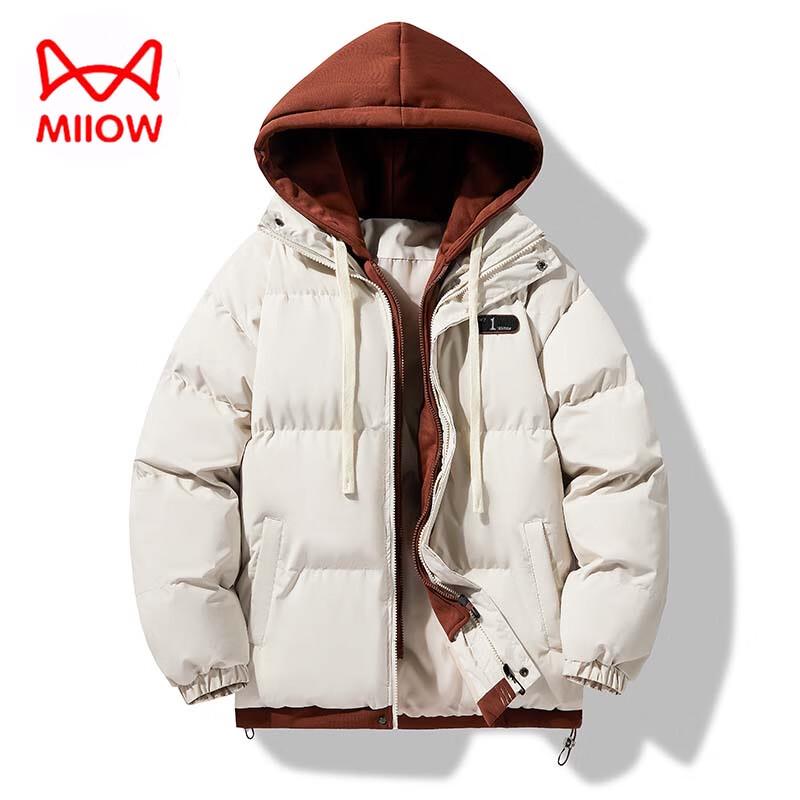 Mao Ren Men's Faux Two-Piece Hooded Padded Jacket