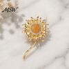 Golden Flower Brooch Rhinestone Sunflower Pin for Women, Lapel Suit Strong Buckle Dress Scarf Hat Bag Decoration, Clothing Accessory Gift Girls