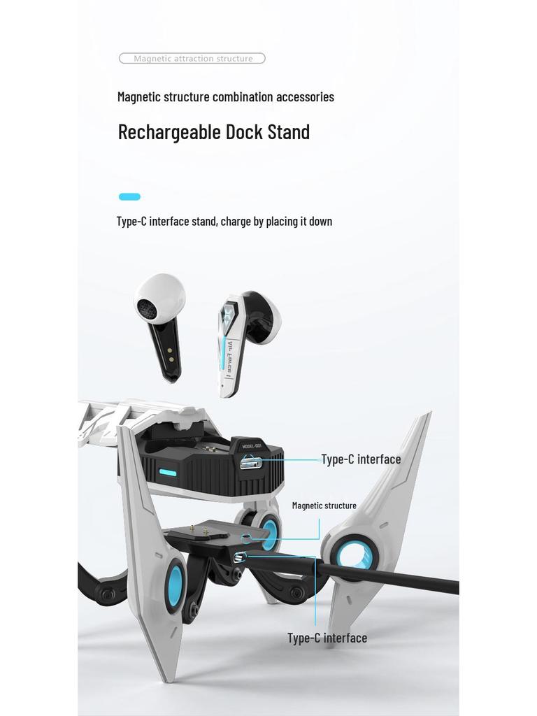 Mecha Trend Bluetooth Earphones: Gaming Pendant with Low Latency & High-Quality Sound