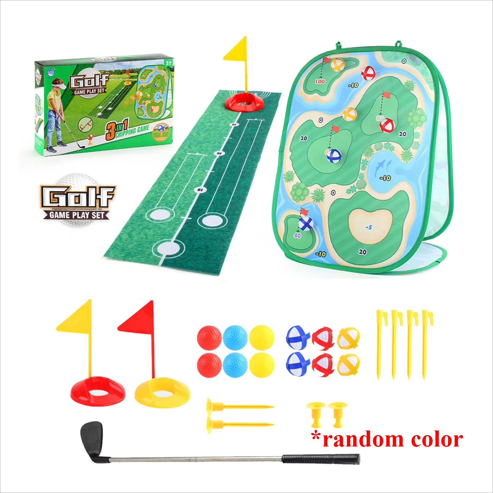 Kids Golf Chipping Game Mat Set Dart Target Mat With Golf Club Sticky Ball Golf Hitting Training Mat Outdoor Game Toy Set