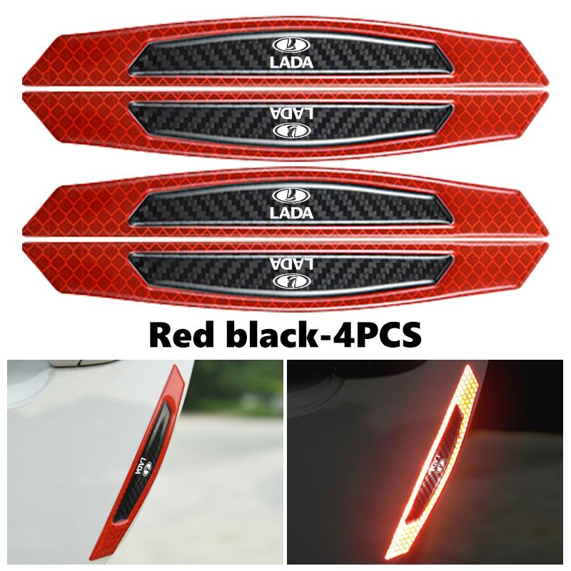 4pcs Car Door Reflective Sticker Safety Warning Luminous Decor For Lada Niva Vesta 4X4 Largus Priora Granta Samara Kalina