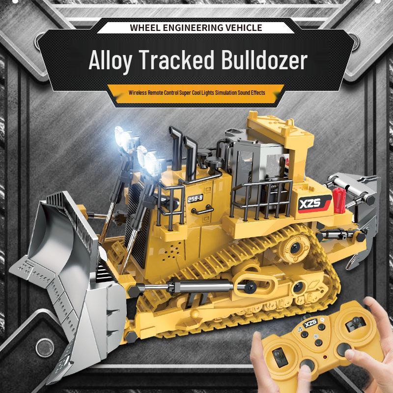 2.4G Nine-Channel Remote-Control Tracked Bulldozer 1:24 Alloy Engineering Toy Model