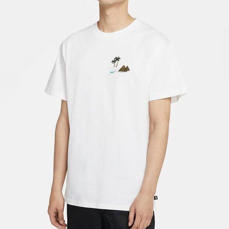 Nike T Shirts Men's White Crew Neck Moderate Straight Fit DD8914-100
