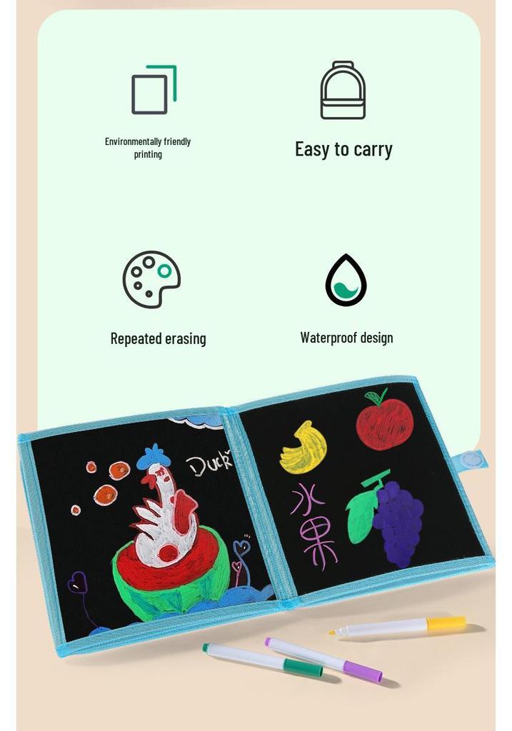 Portable Eco-friendly Children's Drawing & Doodle Board - Foldable, Waterproof & Wipeable 