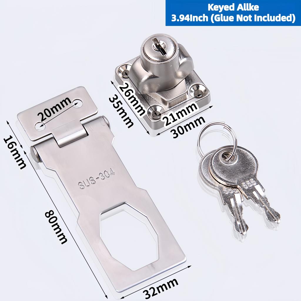 304 Stainless Steel Waterproof Polished Key Lock Plate Buckle Split Door Easy Access Opening Drawer Cabinet Cupboard Grain