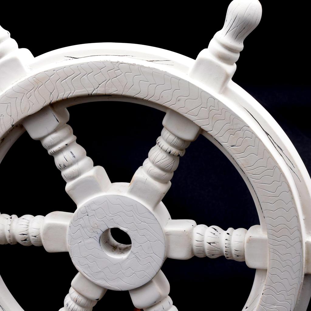 Nagina International Classic Wooden Whitewash Ship Steering Wheel (36 Inches) NC-EN4P-M299