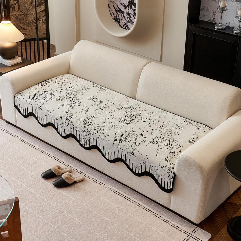 Light Luxury High-End Wavy Edge Sofa Cushion Anti-Cat Scratch  New Four-Season Universal Seat Cushion Fixed And Non-Slip