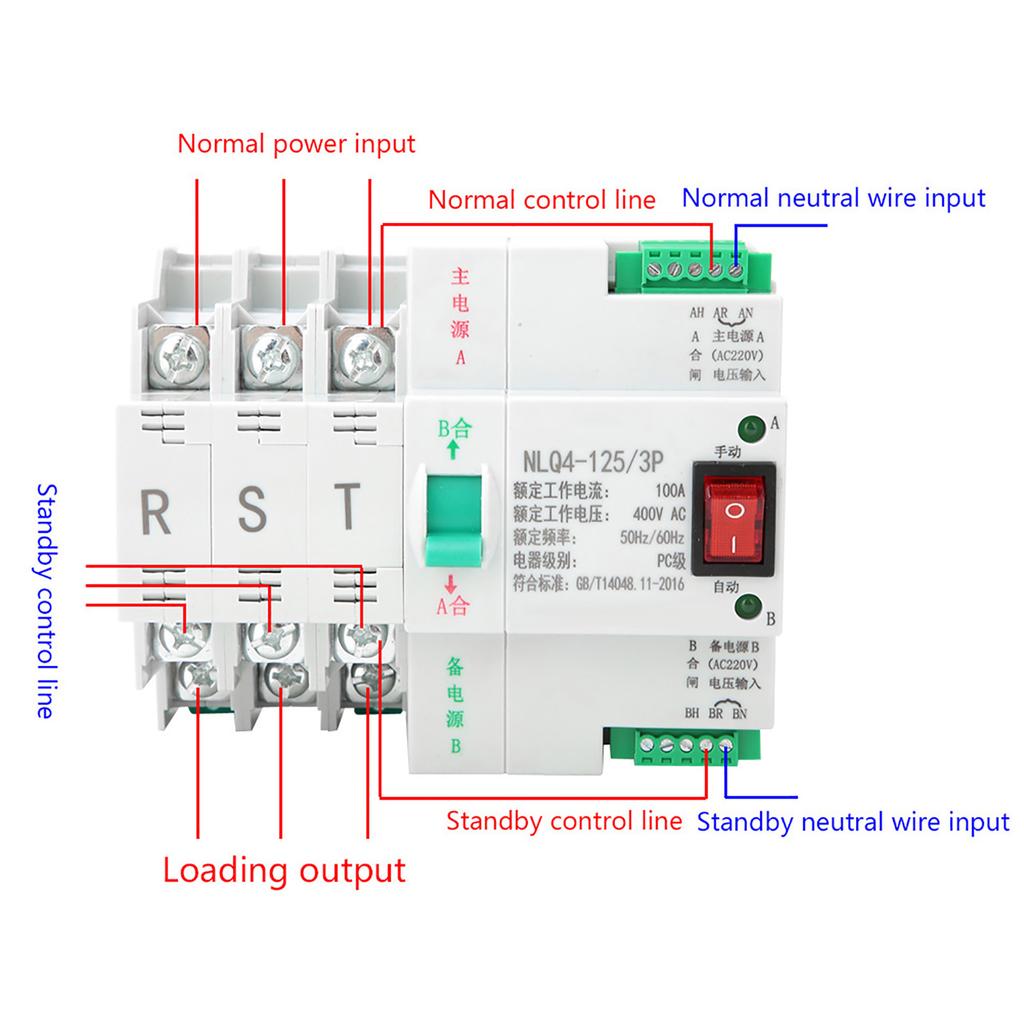 AC 400V 3P 63 80 100A Dual Power Automatic Transfer Toggle Switch(100A)
