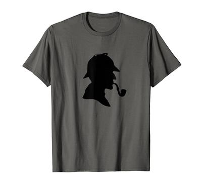 Berühmte Sherlock Holmes Detektiv Silhouette Hut Pfeife Buch T-Shirt