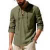 Men's Collared Linen Shirt  Casual Sports Beach Long Sleeved Shirt