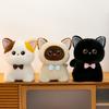 Cute Cat Plush Toy With Bow Tie Soft Fluffy Stuffed Kitten Doll For Kids Adults Home Decoration Bedroom Ornament Birthday Gift