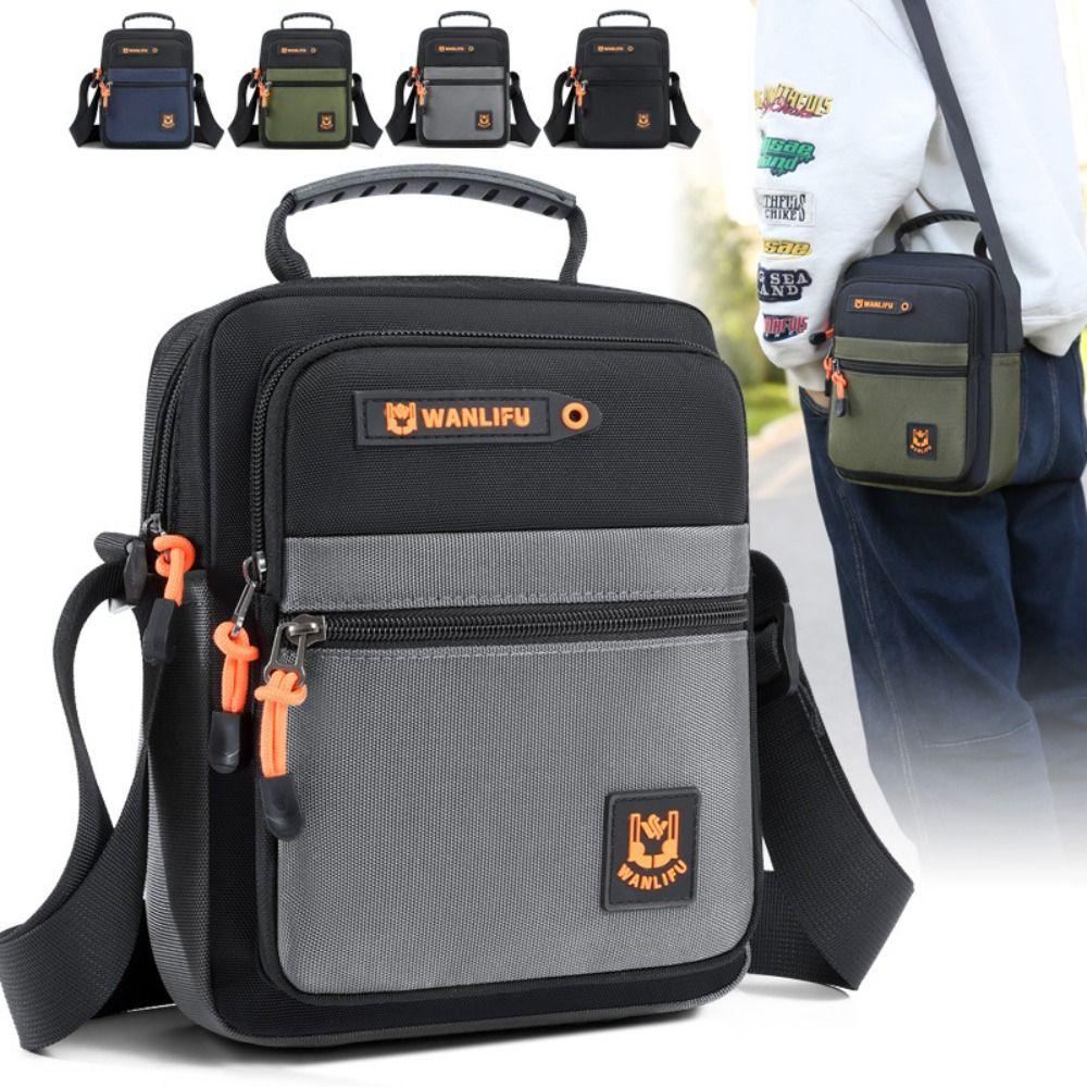 

Multi-pockets Men s Business Bag Large Capacity Canvas Crossbody Bag Men s Shoulder Bag Male зелений