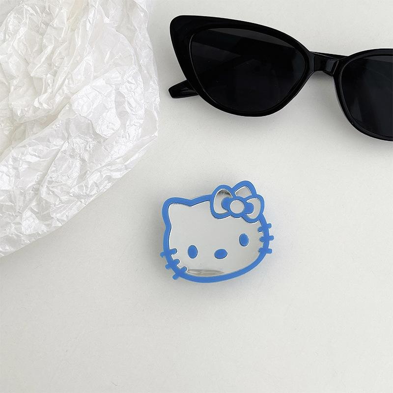 Color Lines Kt Cat Mirror Mobile Phone Airbag Bracket Back Sticker Retractable Portable Niche Lazy Ring Buckle Women'S Model